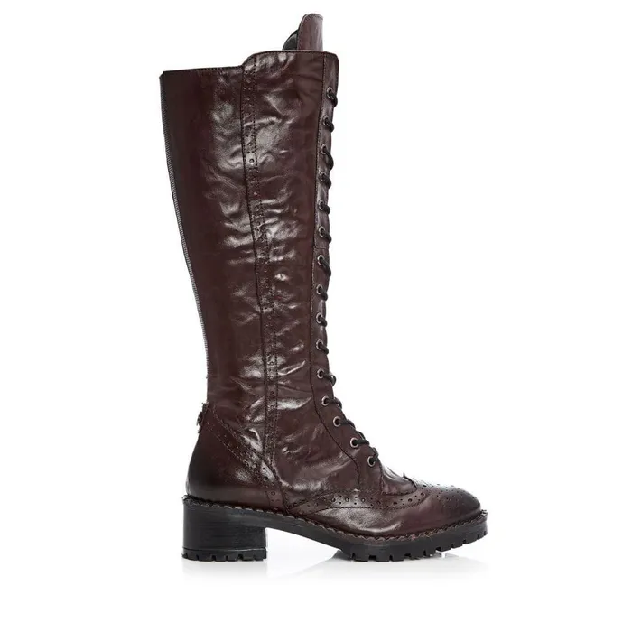 Women Moda In Pelle Riding And Flat Boots Liberto Burgundy Leather