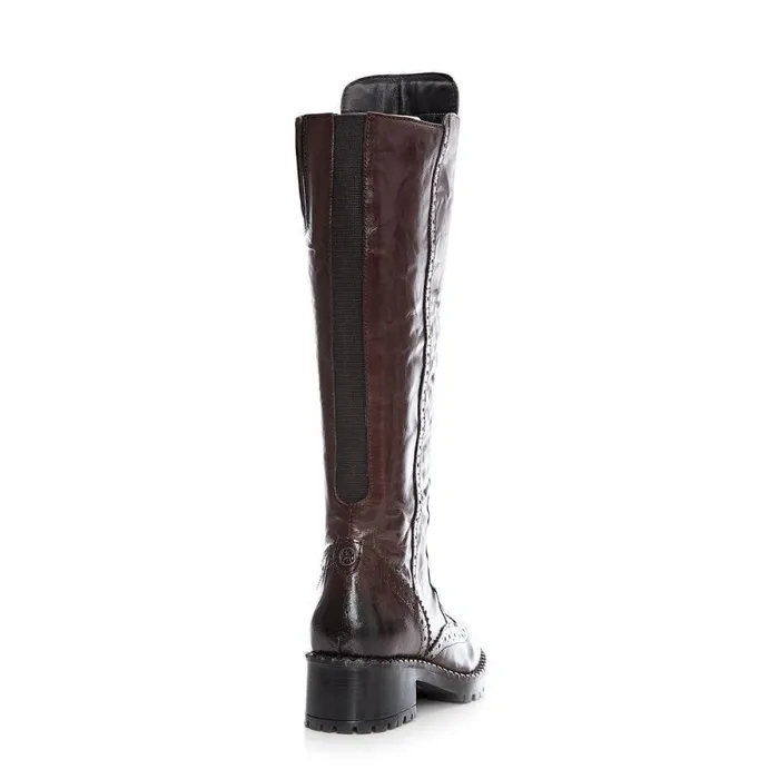 Women Moda In Pelle Riding And Flat Boots Liberto Burgundy Leather