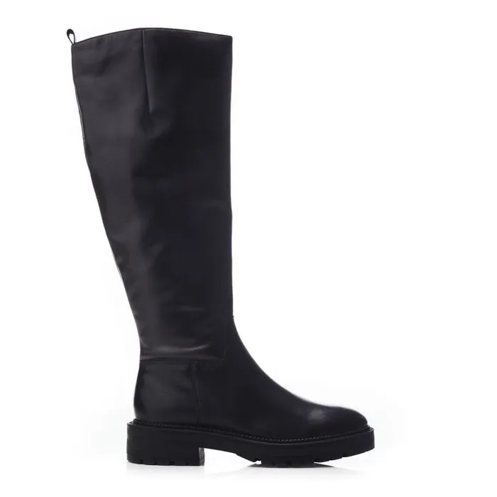 Women Moda In Pelle Riding And Flat Boots Shoon Sh Casalis Black Leather