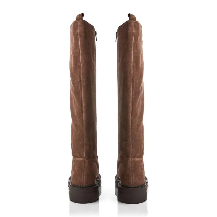 Women Moda In Pelle Riding And Flat Boots Shoon Sh Casalis Taupe Suede