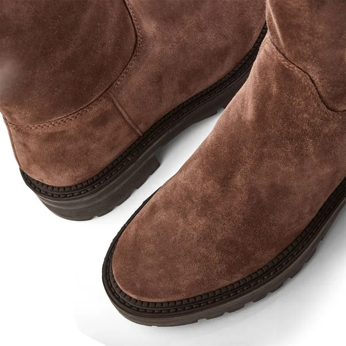 Women Moda In Pelle Riding And Flat Boots Shoon Sh Casalis Taupe Suede