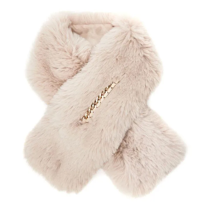 Women Moda In Pelle Scarves Yitzelscarf Cream Faux Fur