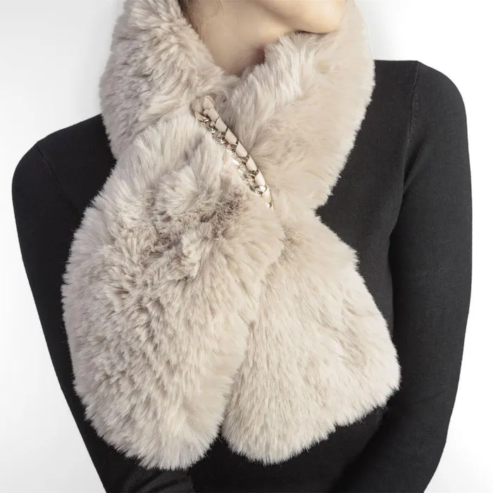 Women Moda In Pelle Scarves Yitzelscarf Cream Faux Fur Women Moda In Pelle Scarves Yitzelscarf Cream Faux Fur