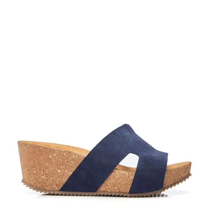 Women Moda In Pelle Slider Sandals Holle Navy Suede