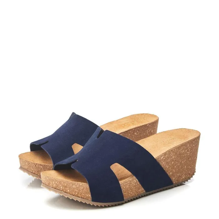 Women Moda In Pelle Slider Sandals Holle Navy Suede
