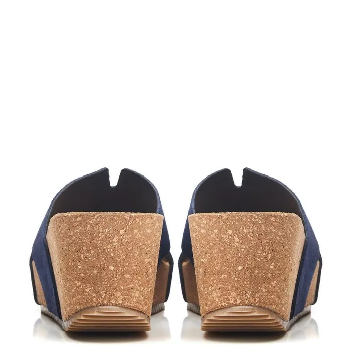 Women Moda In Pelle Slider Sandals Holle Navy Suede
