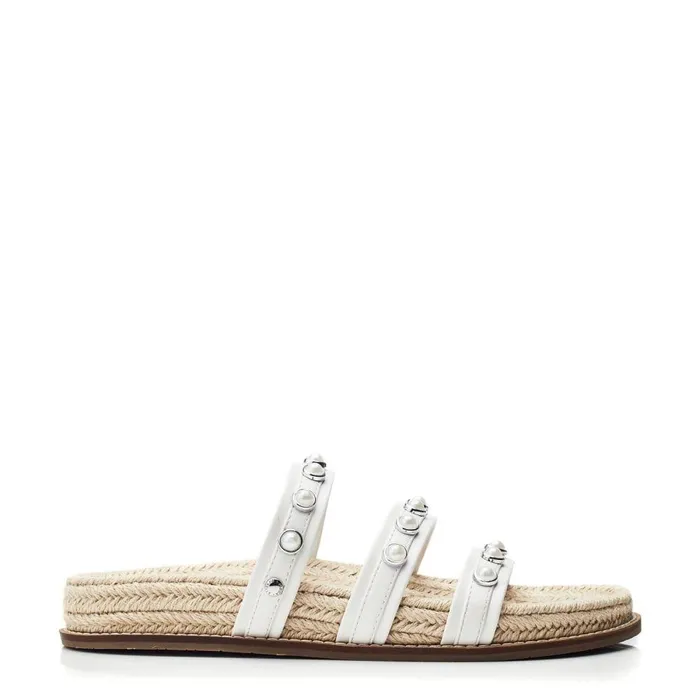 Women Moda In Pelle Slider Sandals Orilla White Porvair