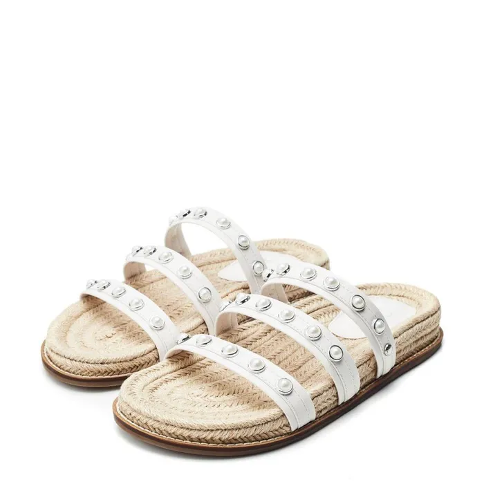 Women Moda In Pelle Slider Sandals Orilla White Porvair