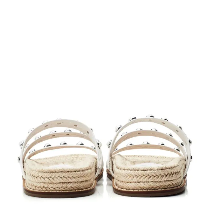 Women Moda In Pelle Slider Sandals Orilla White Porvair