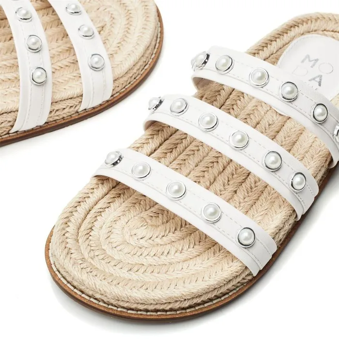 Women Moda In Pelle Slider Sandals Orilla White Porvair