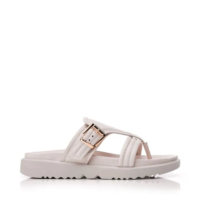 Women Moda In Pelle Slider Sandals Shoon Sh Impost Off White Leather