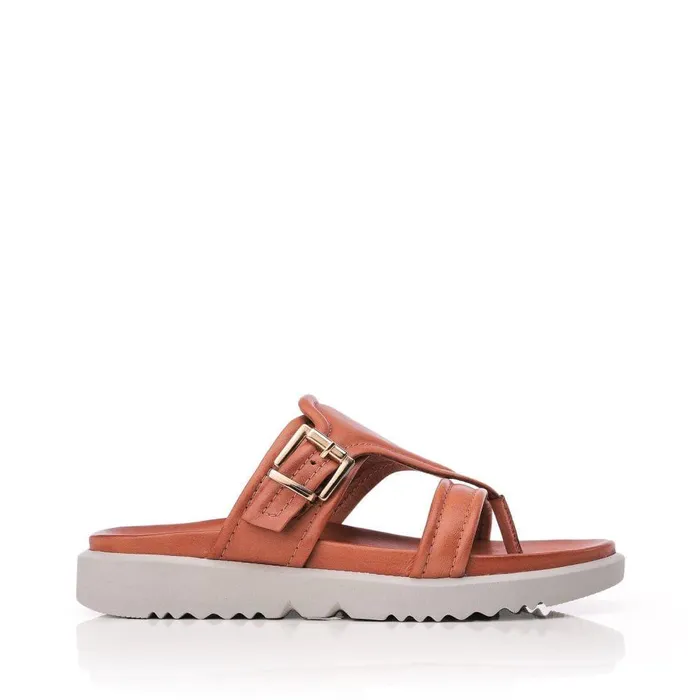Women Moda In Pelle Slider Sandals Shoon Sh Impost Tan Leather