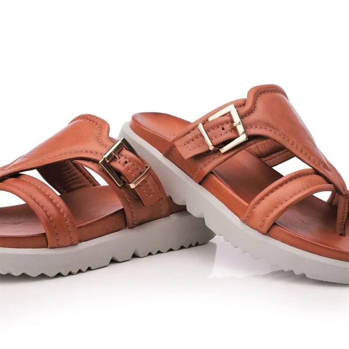Women Moda In Pelle Slider Sandals Shoon Sh Impost Tan Leather Women Moda In Pelle Slider Sandals Shoon Sh Impost Tan Leather