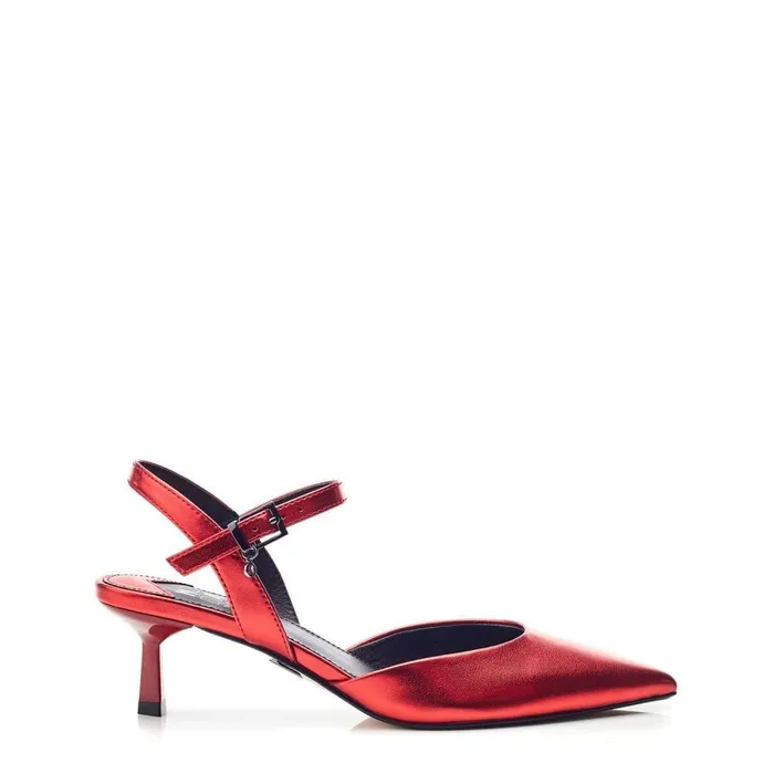 Women Moda In Pelle Slingback Heels Jobourg Red Metallic