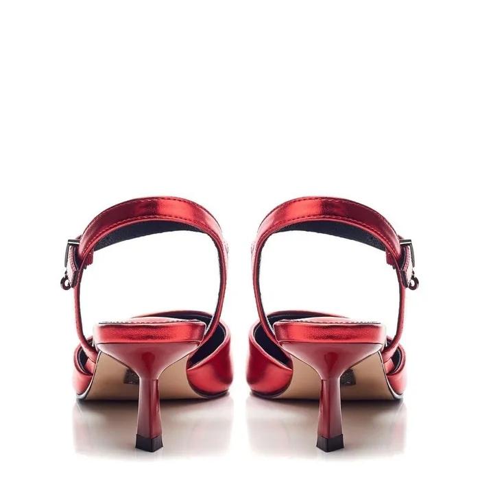 Women Moda In Pelle Slingback Heels Jobourg Red Metallic