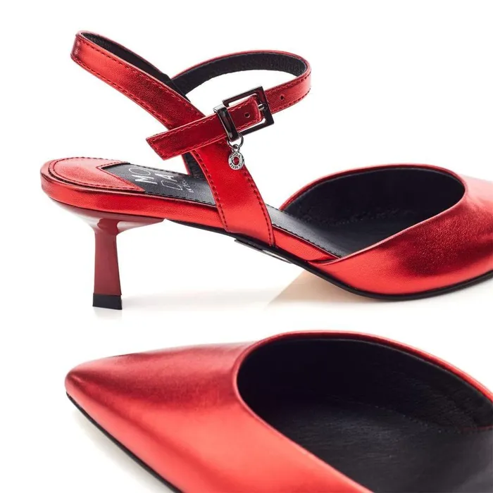 Women Moda In Pelle Slingback Heels Jobourg Red Metallic