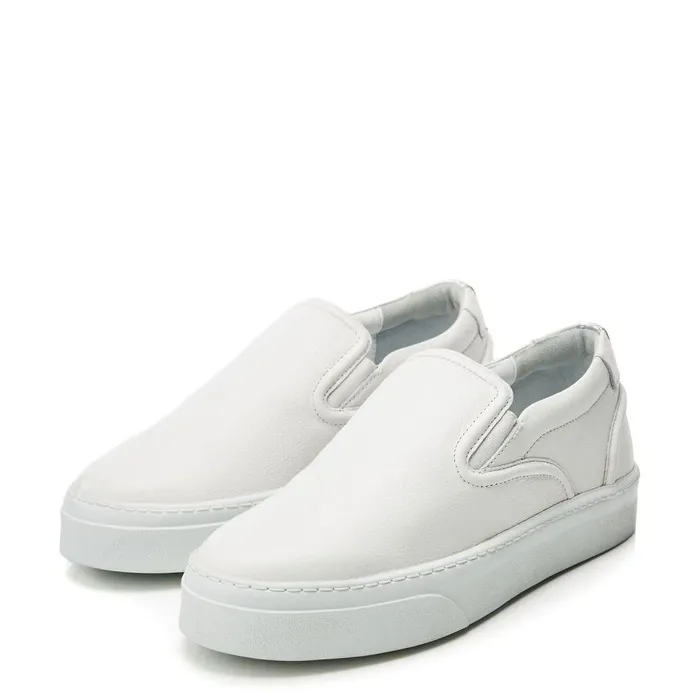 Women Moda In Pelle SlipOn Trainers Adreenia White Leather