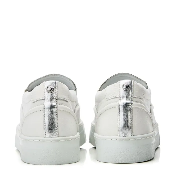 Women Moda In Pelle SlipOn Trainers Adreenia White Leather