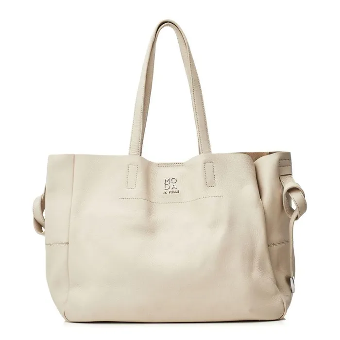 Women Moda In Pelle Tote Bags Indiana Bag Off White Leather