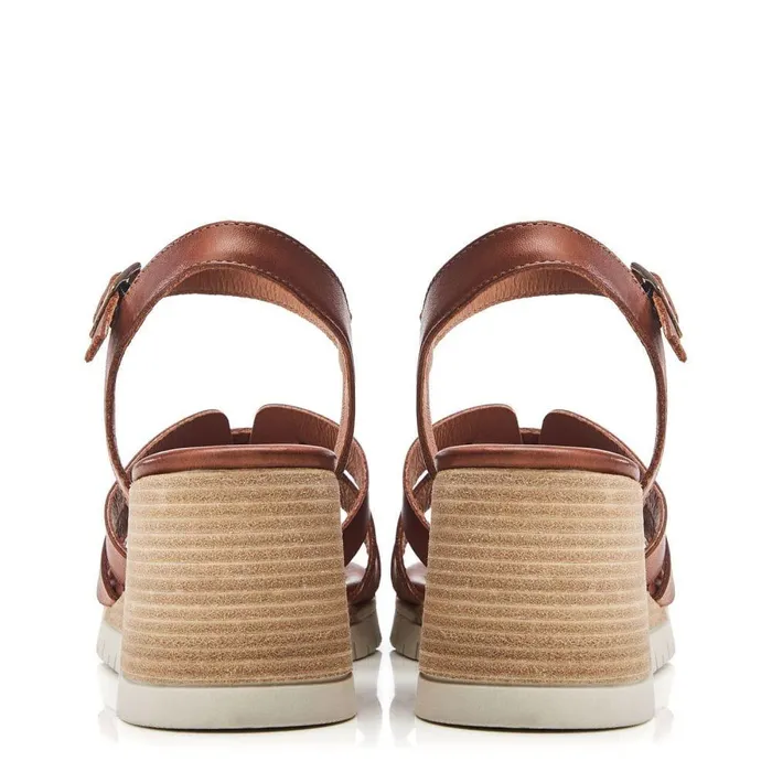 Women Moda In Pelle Wedge Sandals Pedie Tan Leather