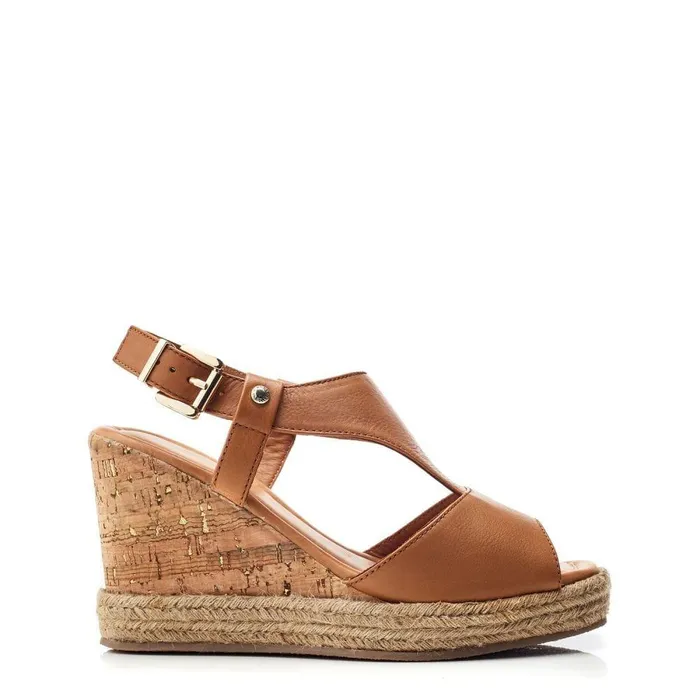 Women Moda In Pelle Wedge Sandals Petrina Tan Leather