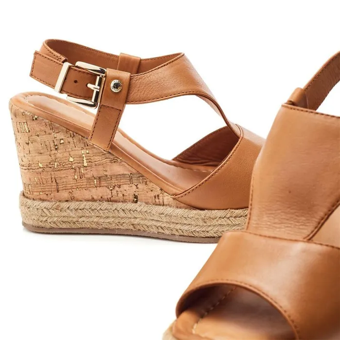 Women Moda In Pelle Wedge Sandals Petrina Tan Leather