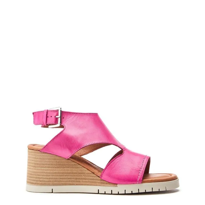 Women Moda In Pelle Wedge Sandals Peyten Raspberry Leather