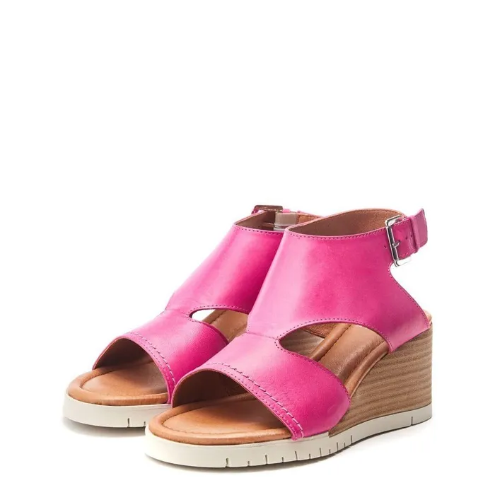 Women Moda In Pelle Wedge Sandals Peyten Raspberry Leather