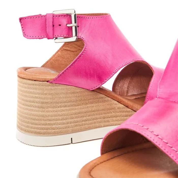 Women Moda In Pelle Wedge Sandals Peyten Raspberry Leather
