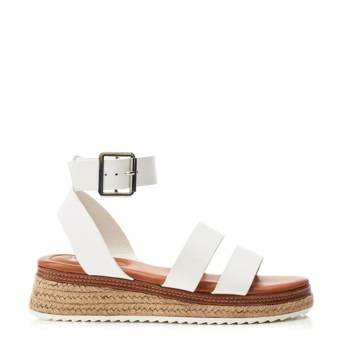 Women Moda In Pelle Wedge Sandals Pressley WhiteTan Porvair