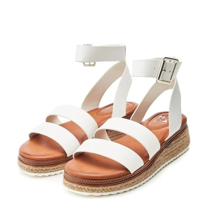 Women Moda In Pelle Wedge Sandals Pressley WhiteTan Porvair
