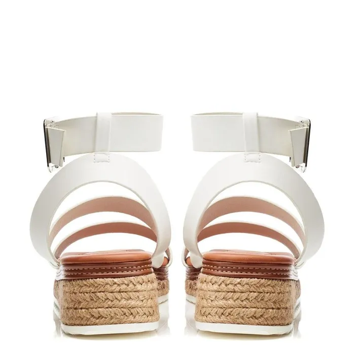 Women Moda In Pelle Wedge Sandals Pressley WhiteTan Porvair