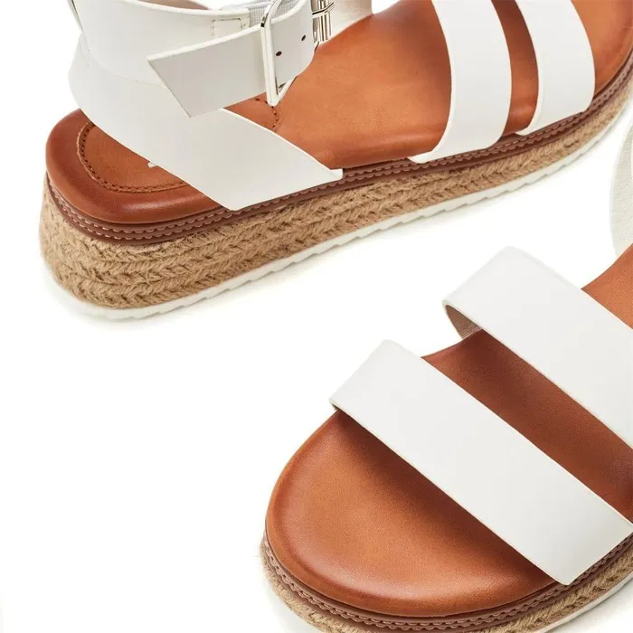 Women Moda In Pelle Wedge Sandals Pressley WhiteTan Porvair