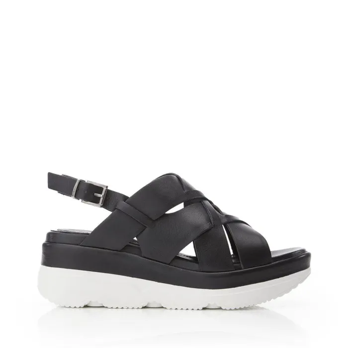 Women Moda In Pelle Wedge Sandals Shoon Sh Ilko Black Leather
