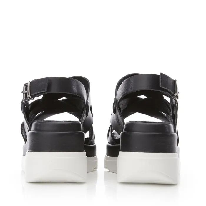 Women Moda In Pelle Wedge Sandals Shoon Sh Ilko Black Leather