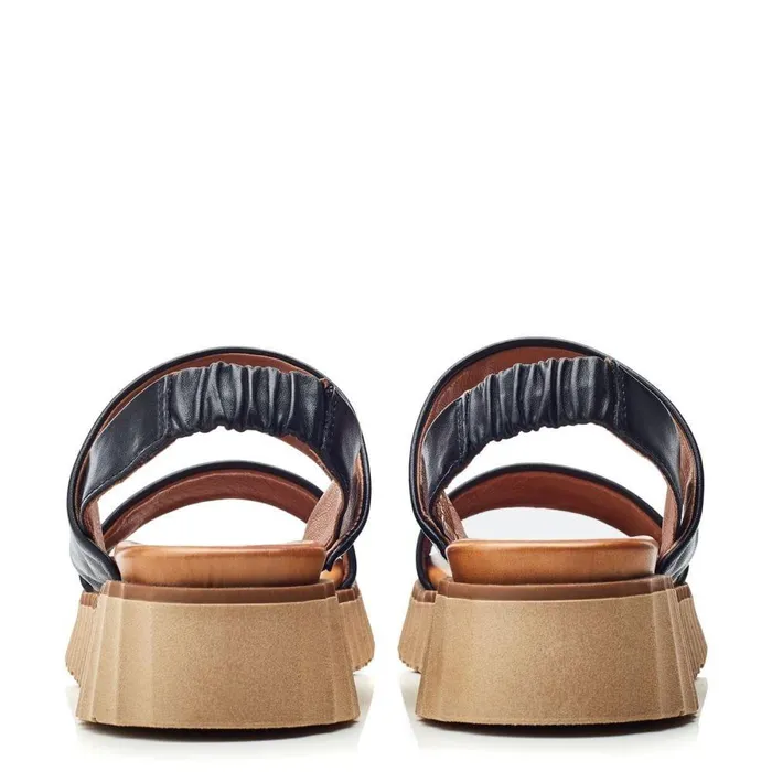 Women Moda In Pelle Wedge Sandals Shoon Sh Indiana Black Leather