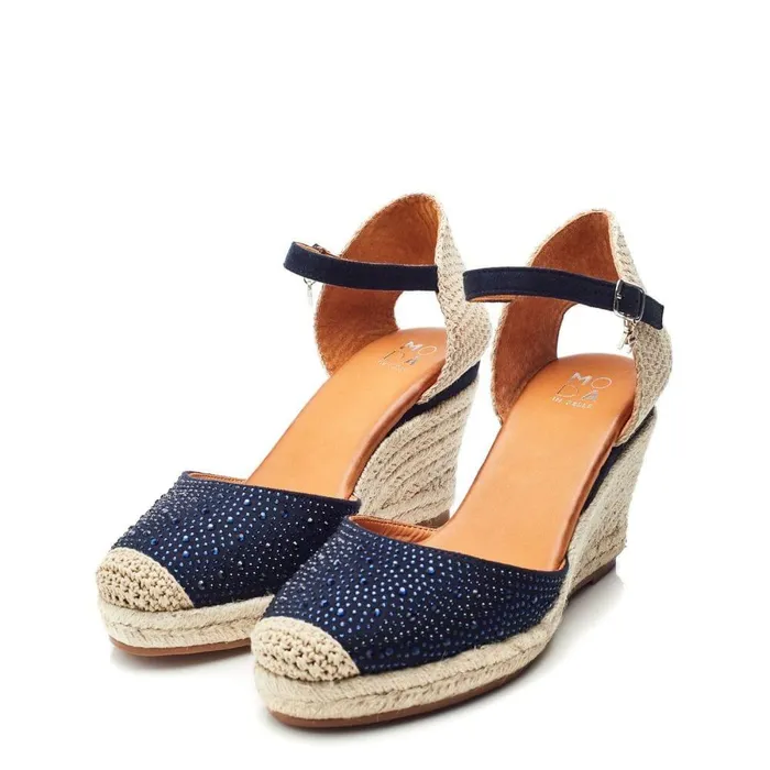 Women Moda In Pelle Wedge Sandals Willo Navy Alcantara