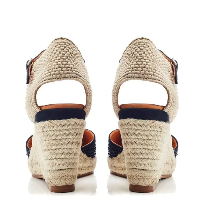 Women Moda In Pelle Wedge Sandals Willo Navy Alcantara
