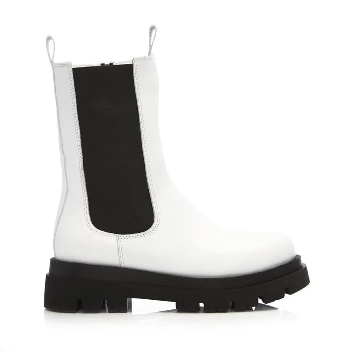 Women Moda In Pelle White Boots Bsoleful BPuncher White Leather