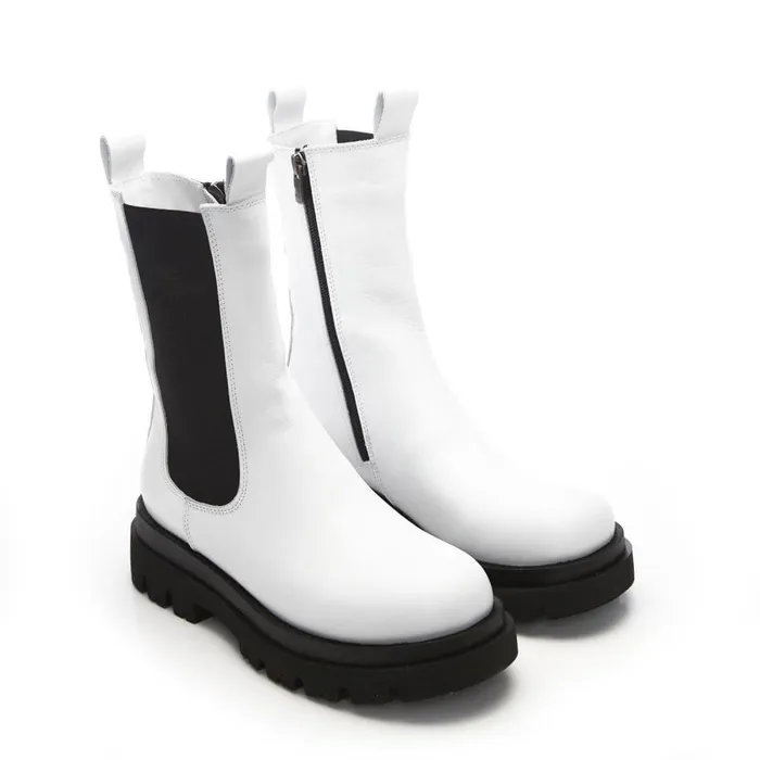 Women Moda In Pelle White Boots Bsoleful BPuncher White Leather