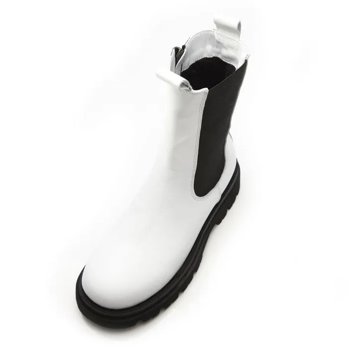 Women Moda In Pelle White Boots Bsoleful BPuncher White Leather