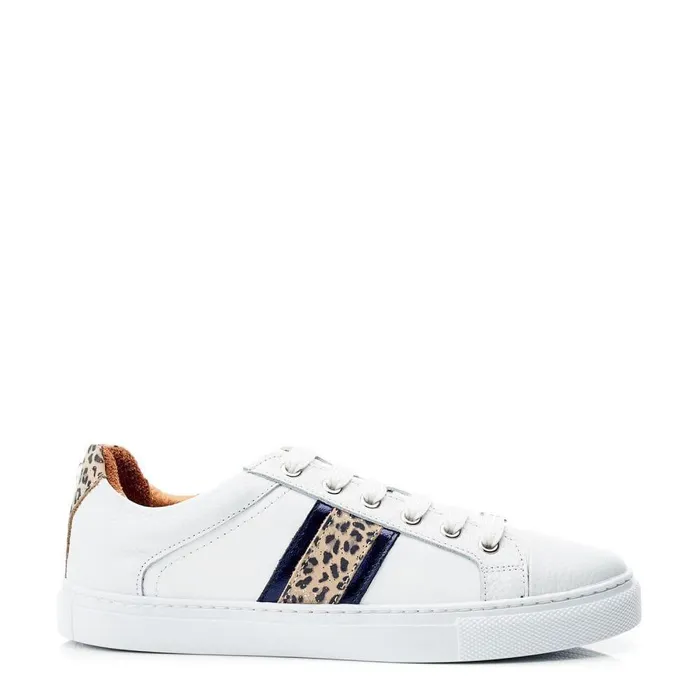 Women Moda In Pelle White Trainers Arzal WhiteNavy Leather