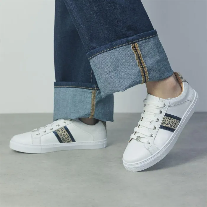 Women Moda In Pelle White Trainers Arzal WhiteNavy Leather