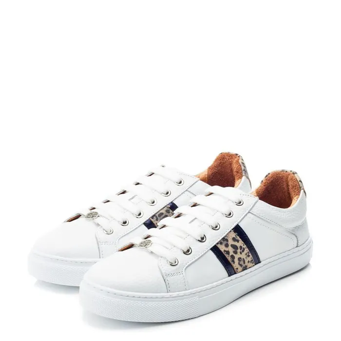 Women Moda In Pelle White Trainers Arzal WhiteNavy Leather