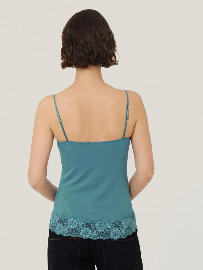 Women Modal Lace Vest Deep Water Jigsaw Shirts and Tops