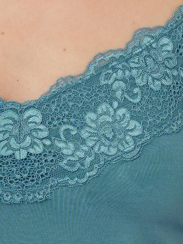 Women Modal Lace Vest Deep Water Jigsaw Shirts and Tops