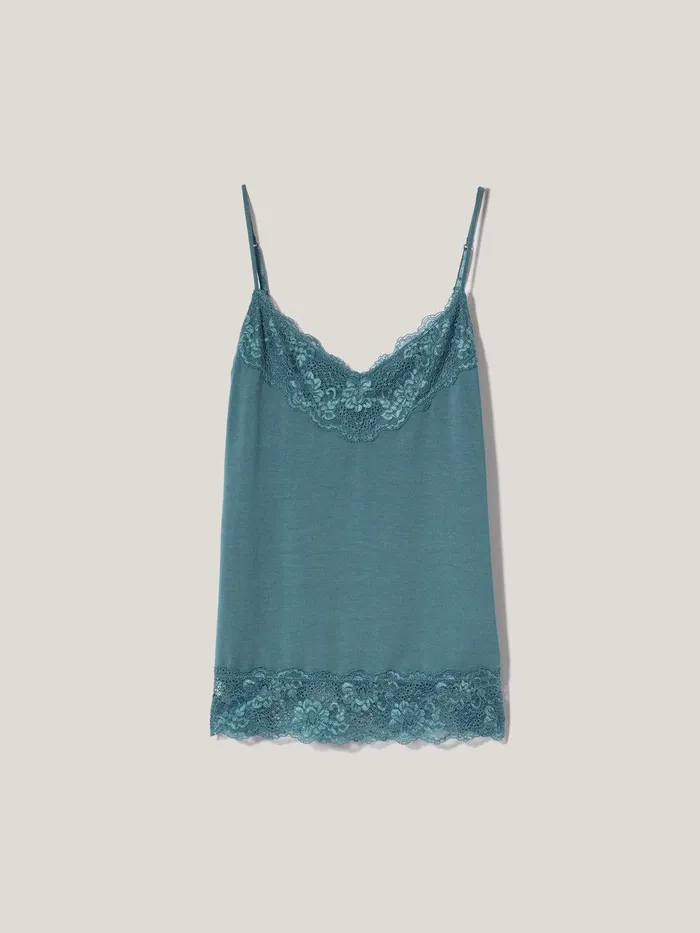 Women Modal Lace Vest Deep Water Jigsaw Shirts and Tops