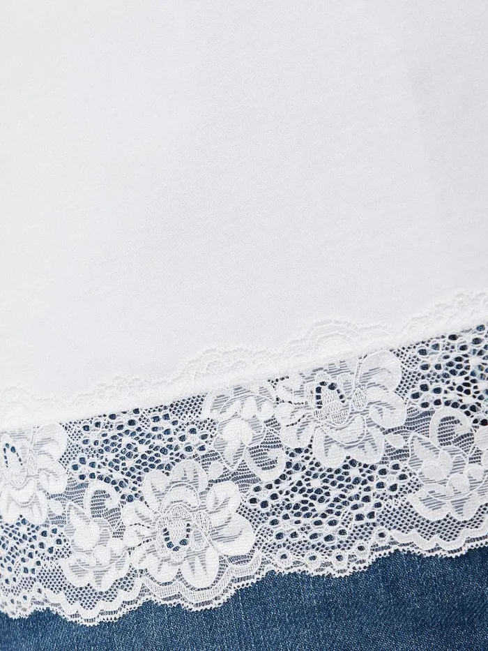 Women Modal Lace Vest White Jigsaw Shirts and Tops
