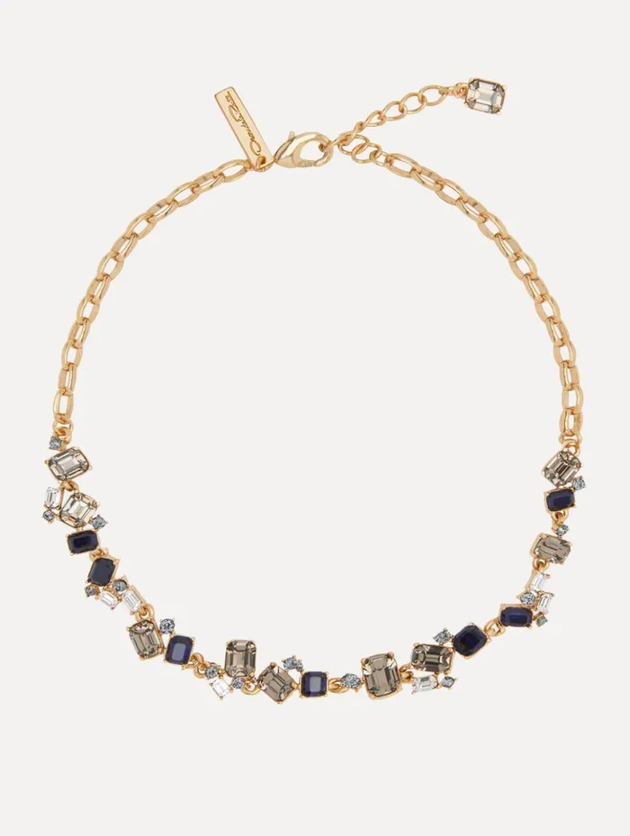 Women Necklaces Oscar De La Renta Scramble Crystal Necklace Indigo