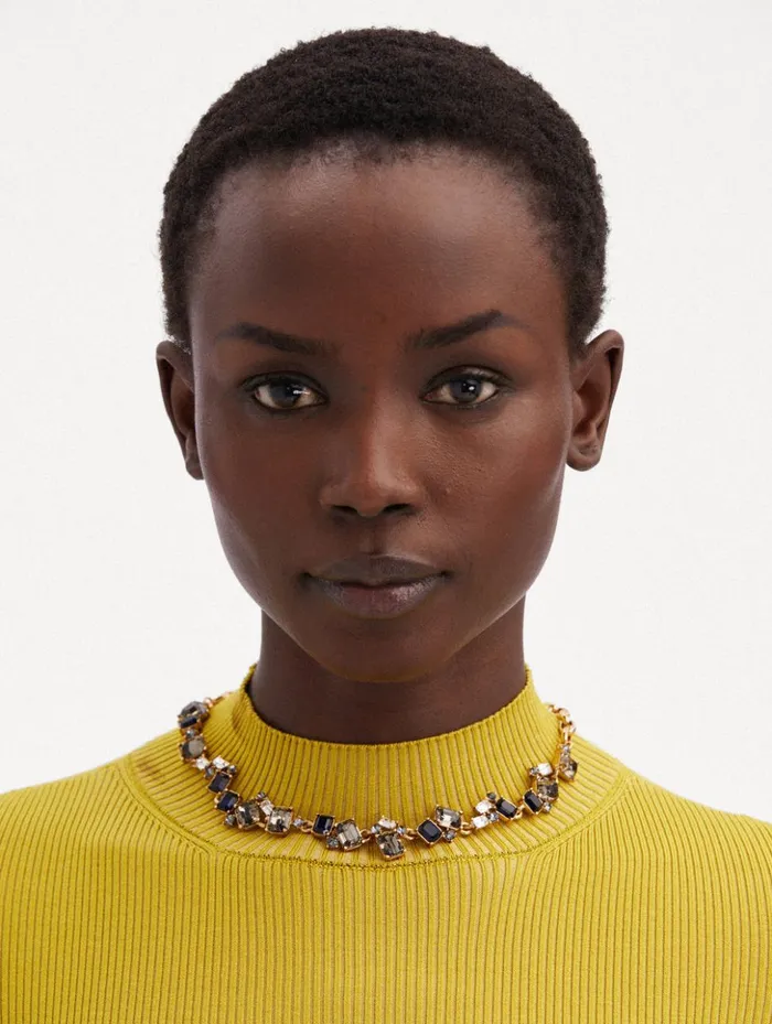 Women Necklaces Oscar De La Renta Scramble Crystal Necklace Indigo